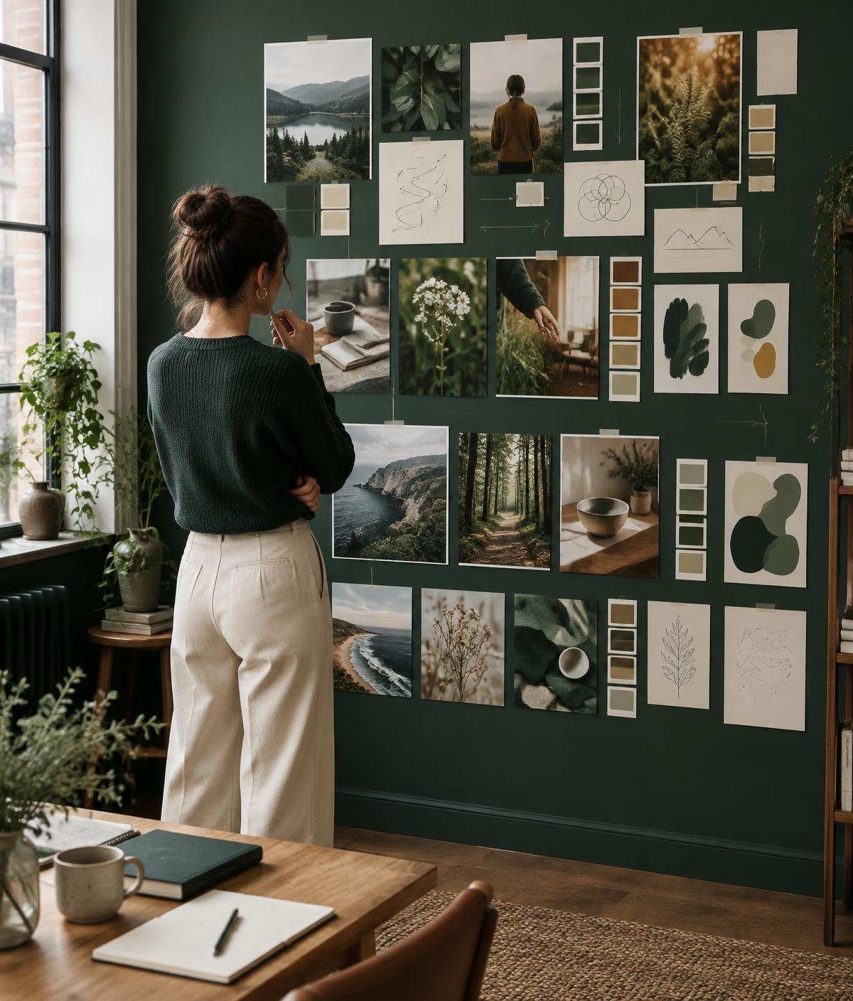 A creative strategist mapping a visual content journey in the studio