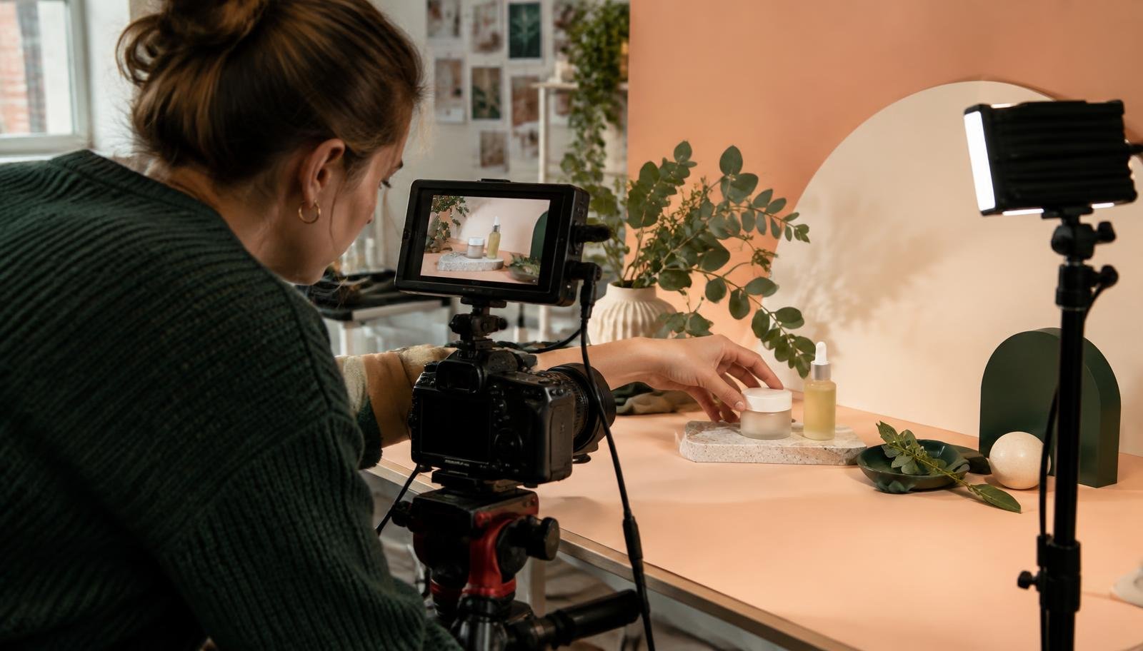 Filming a short-form video with a ring light