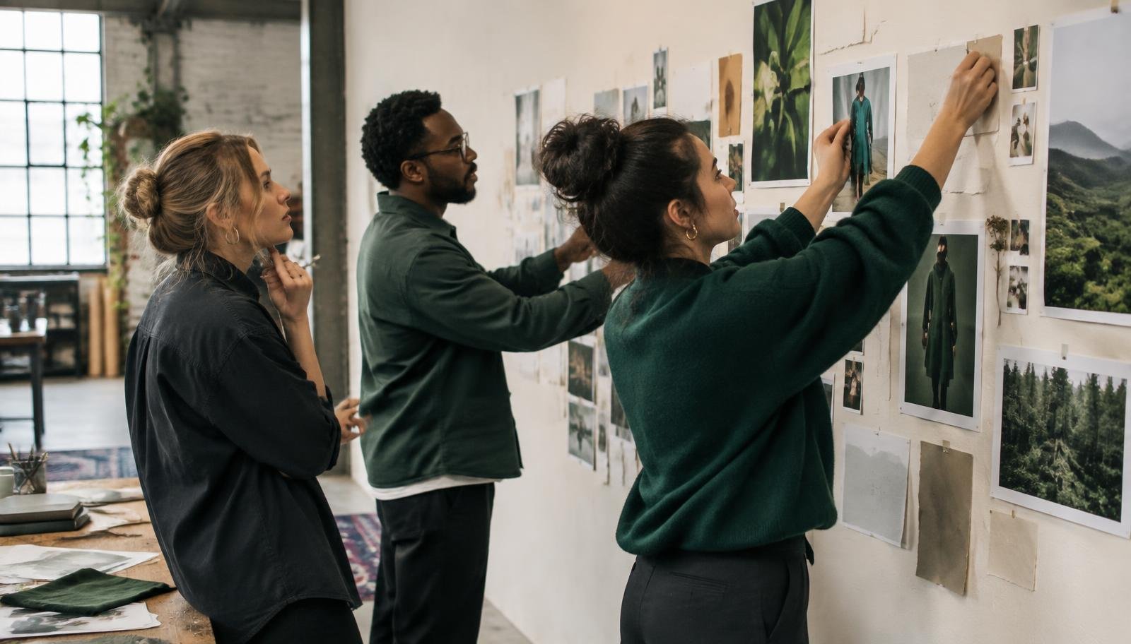 A small creative team working together on a project